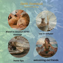 Promotional graphic for Earth Essentials with images of massage, diffuser, home spa, and beach scene.