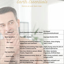 Comparison chart of Earth Essentials natural after shave with IPA-based aftershave on a man applying aftershave.
