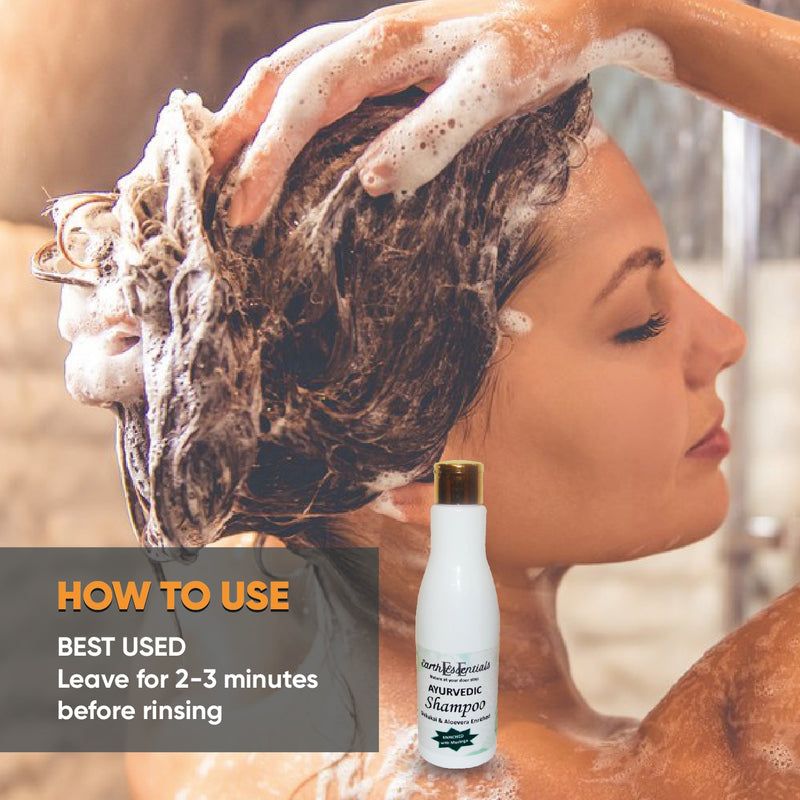 Earth Essentials Aurvedic Shampoo with moranga how to use
